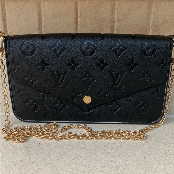 Louis Vuitton Black Monogram Clutch with Gold Chain - Picture 1 of 7